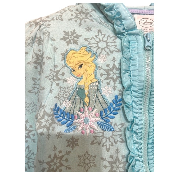 Disney Frozen Elsa Blue Snowflake Jacket with Hood Size 7/8 - Picture 6 of 9